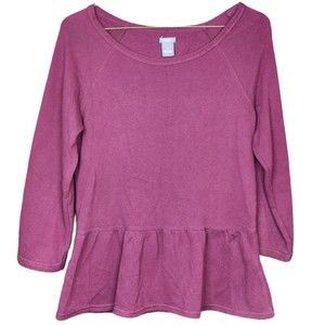 Aerie Woman’s 3/4 Sleeve Wine Peplum Round Neck Sweater Size Medium